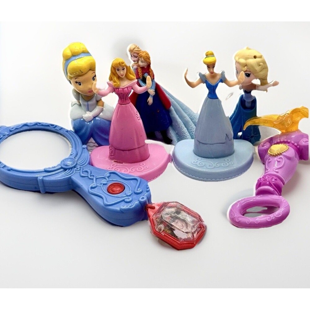 Disney Princess Toy Figure Lot Elsa Anna Cinderella Aurora Mirror Wand 7pc